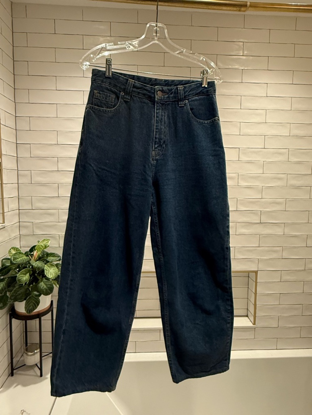 Dr. Denim High-Rise Wide-Leg Jeans in Dark Blue